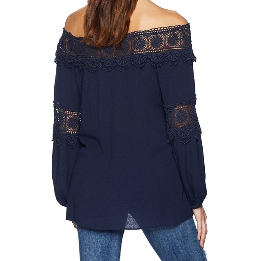 NWT Ella Moon XS Standard Bubble Sleeve Top Navy Blue - Picture 2 of 6